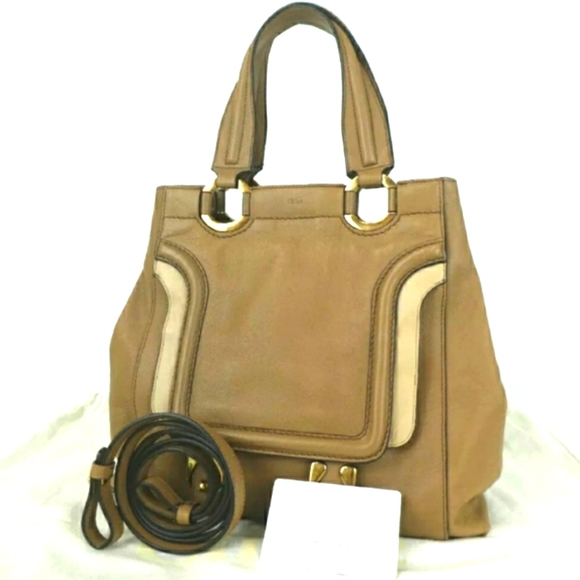 AUTHENTIC CHLOE 01-11-62 2WAY HAND BAG LEATHER